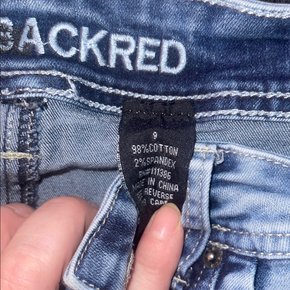 Outback Red Blue Jean Shorts Distressed Cuffed Design - Picture 6 of 7